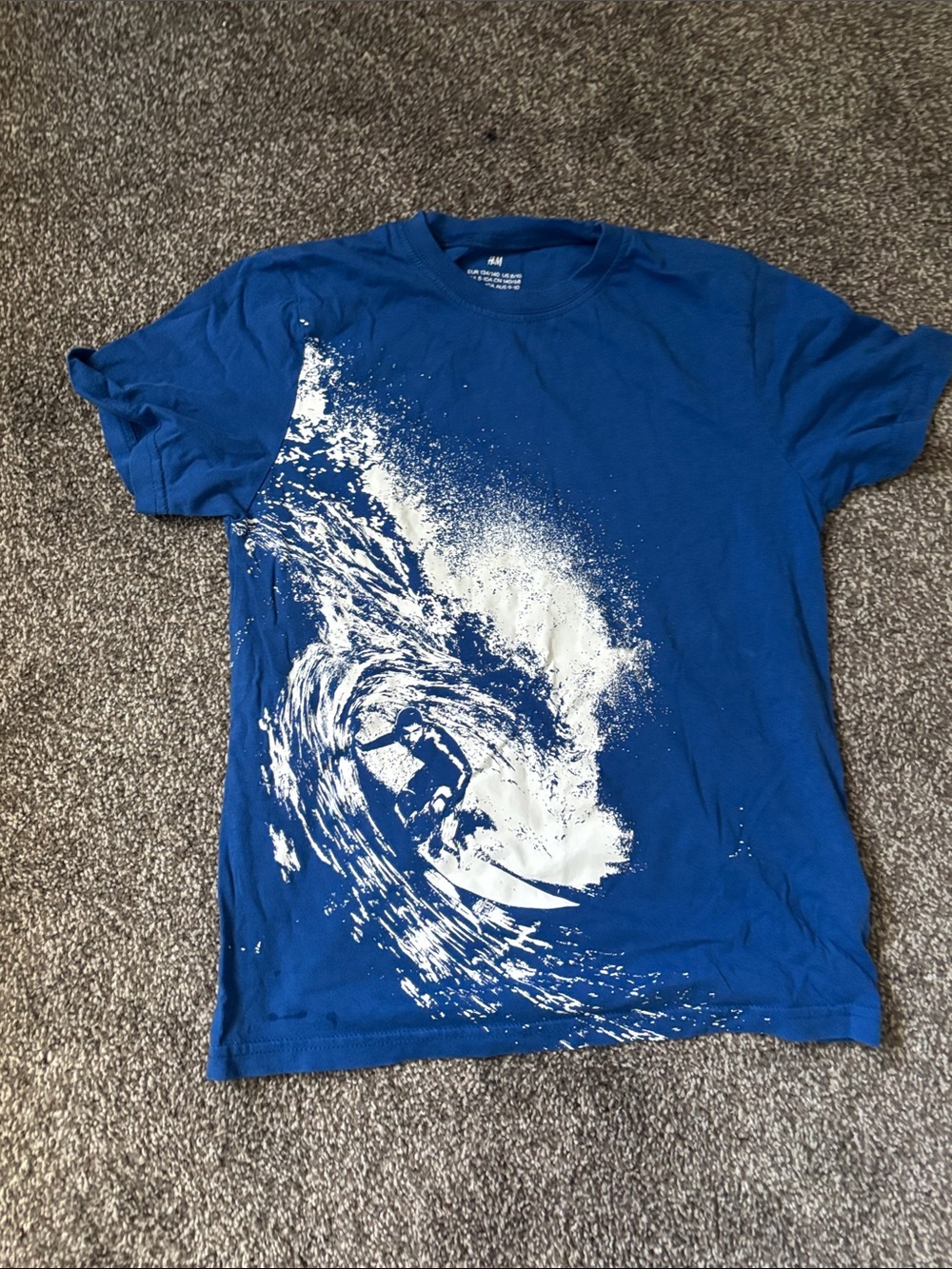H&M Blue T-Shirt with White Surf Graphic